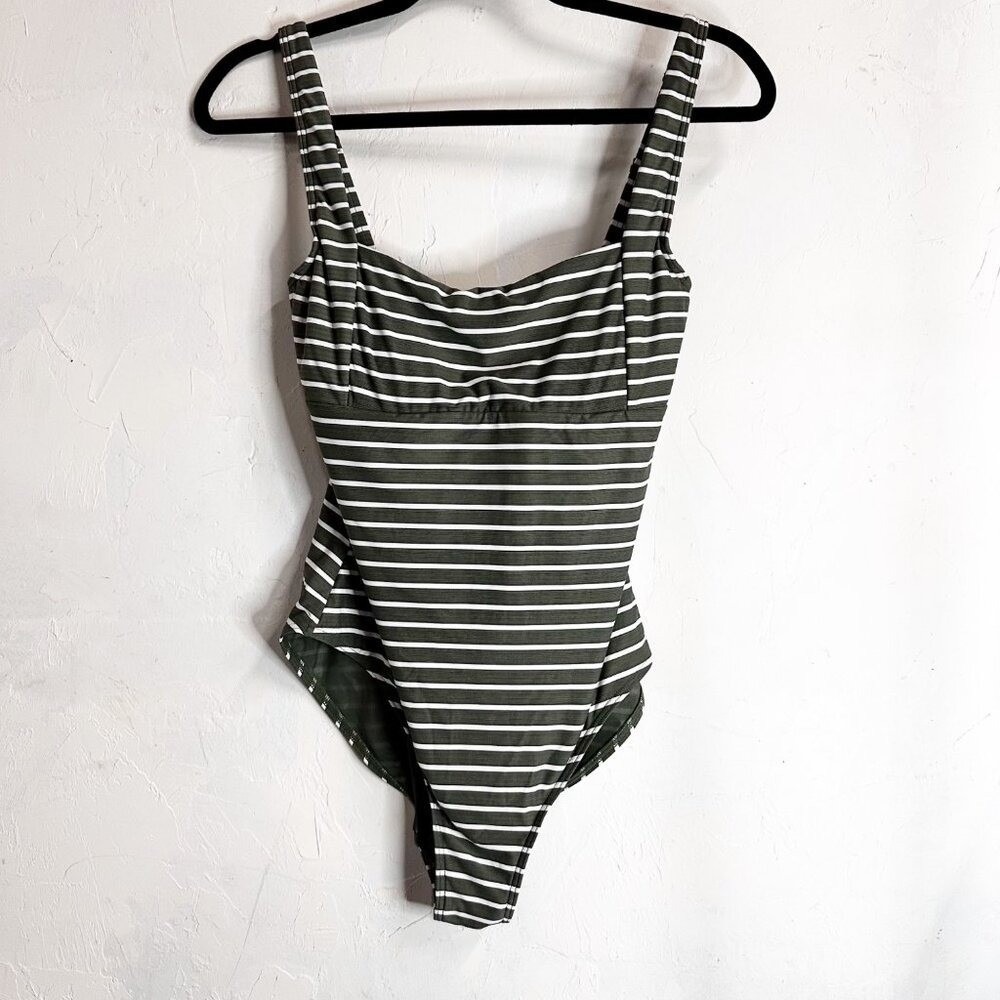 Sea Level Swimsuit One Piece Bodysuit Green Womens 8 Beachy Swim Striped W Bra
